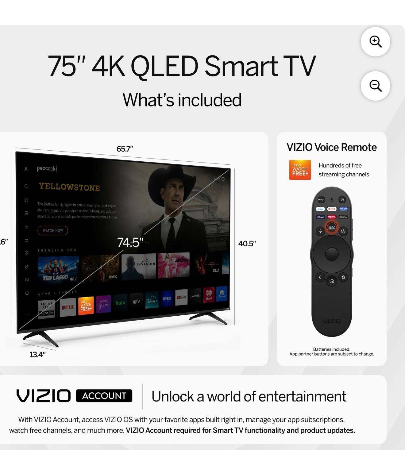 Vizio 75 pouces