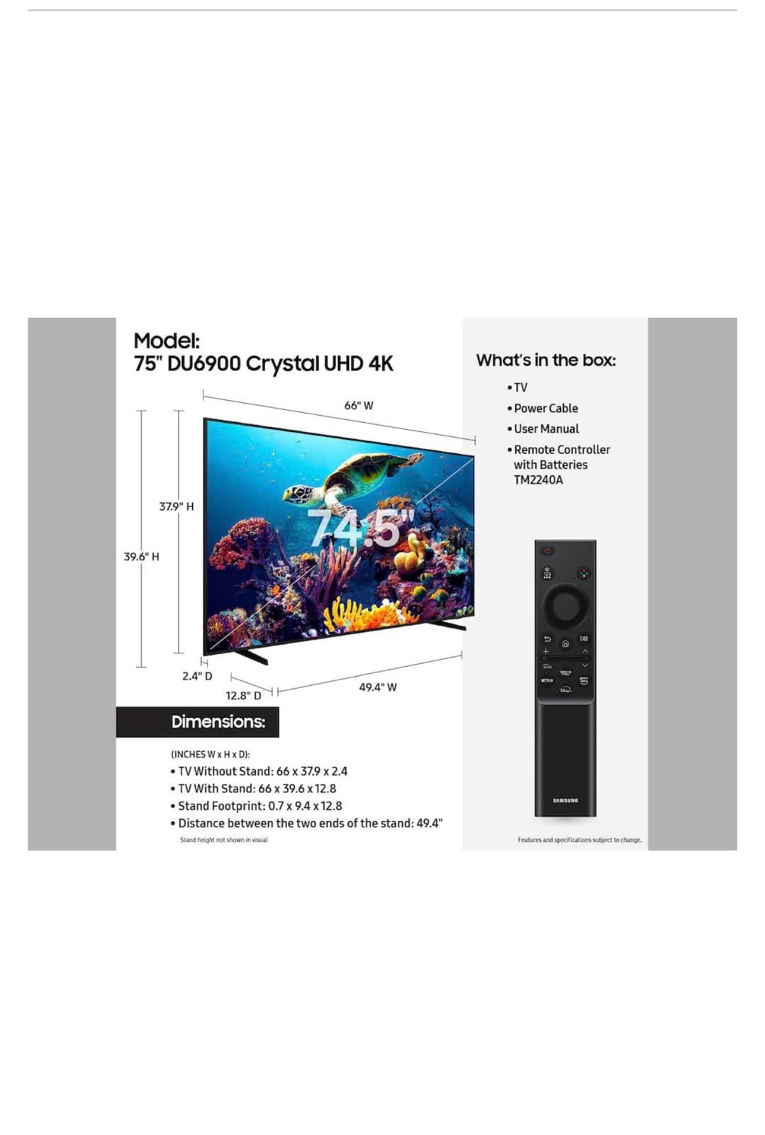 Samsung TV 75p